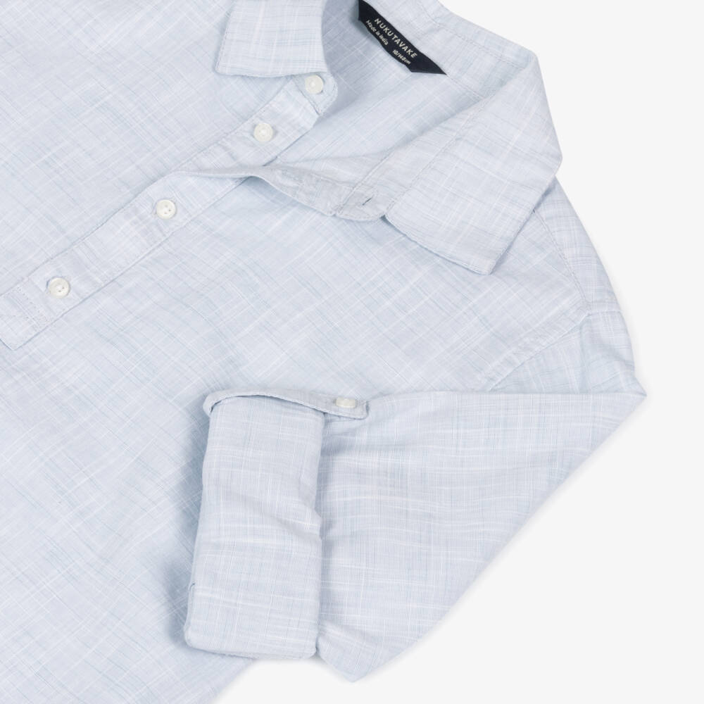 Mayoral Nukutavake-قميص أزرق قطني بأزرار للأولاد | Childrensalon Outlet