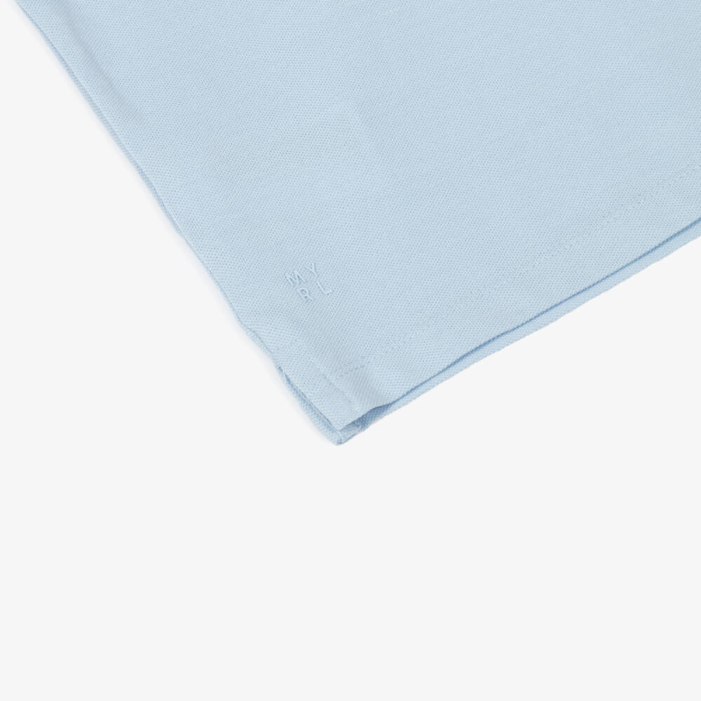 Mayoral-Boys Azure Cotton Knit Polo | Childrensalon Outlet