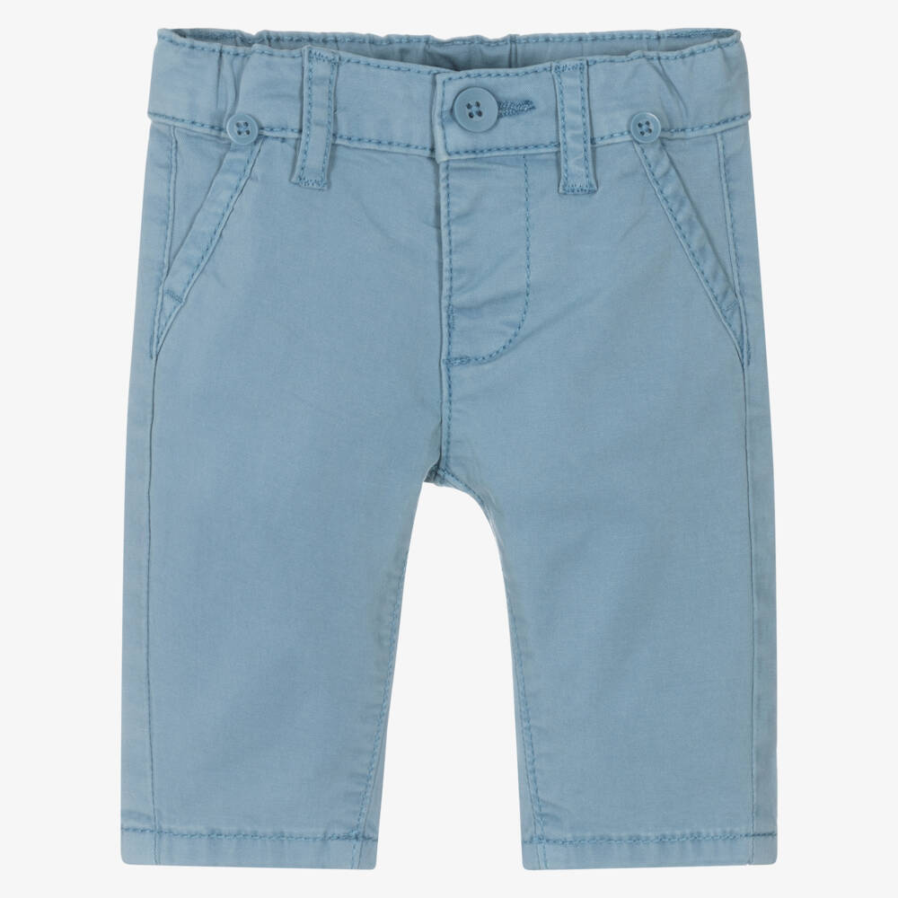 Mayoral Newborn-Boys' Azure Twill Trousers with Braces | Childrensalon Outlet