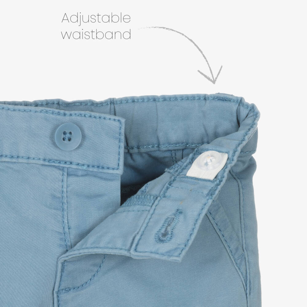 Mayoral Newborn-Boys' Azure Twill Trousers with Braces | Childrensalon Outlet