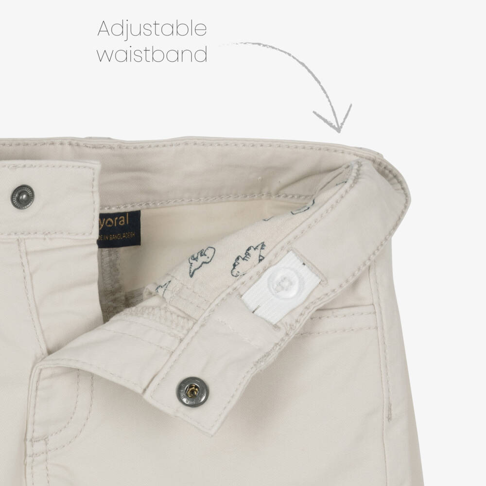 Mayoral-Boys Beige 5-Pocket Twill Shorts | Childrensalon Outlet