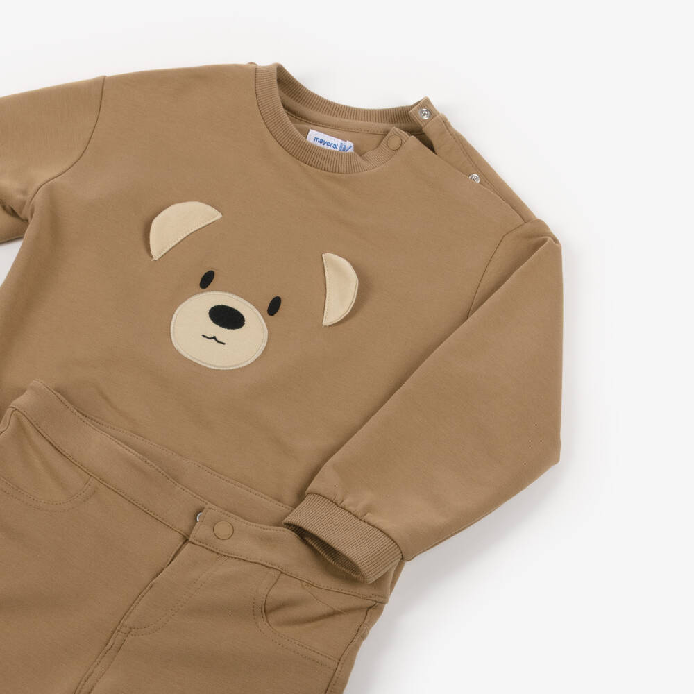 Mayoral-Boys Beige Bear Outfit Set | Childrensalon Outlet