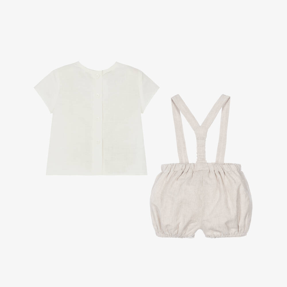 Mayoral Newborn-Boys Beige Braces Shorts Set | Childrensalon Outlet