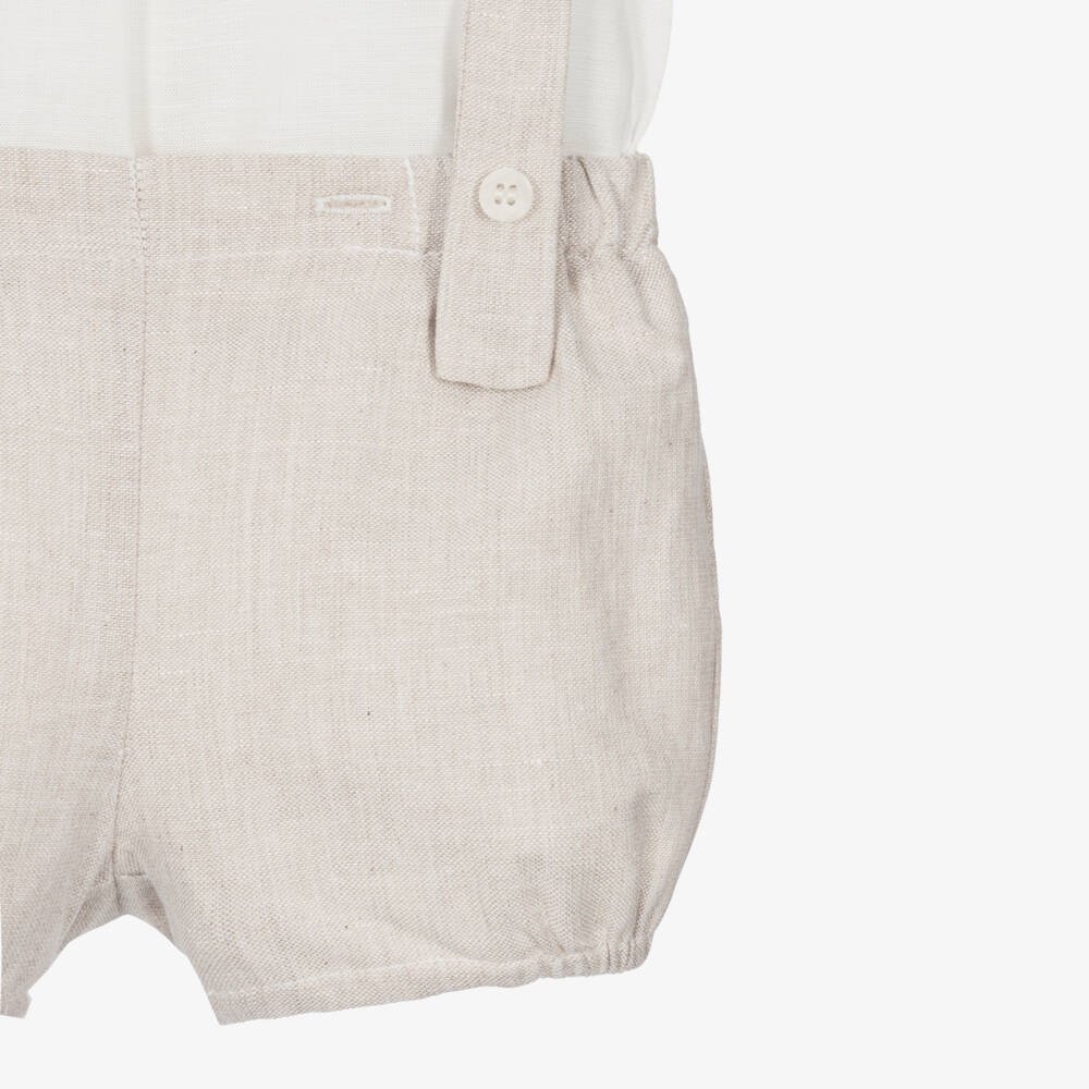 Mayoral Newborn-Boys Beige Braces Shorts Set | Childrensalon Outlet