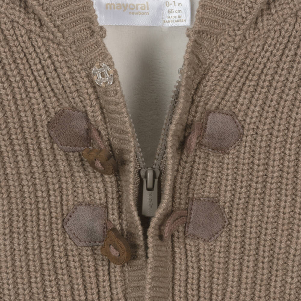 Mayoral Newborn-Boys Beige Cable Knit Coat | Childrensalon Outlet