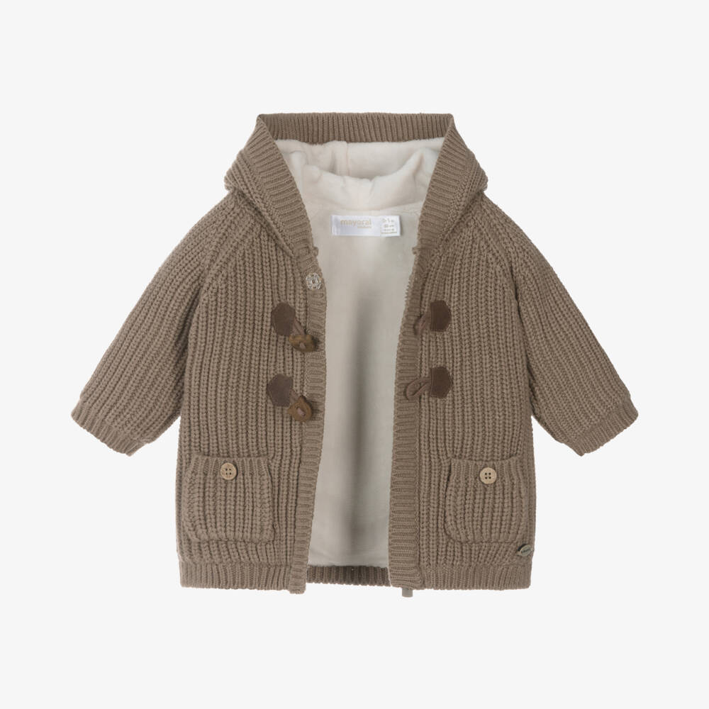 Mayoral Newborn-Boys Beige Cable Knit Coat | Childrensalon Outlet