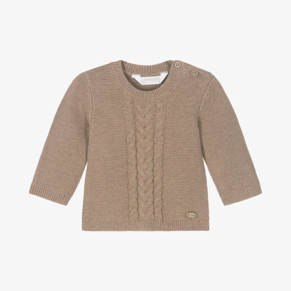 Mayoral Newborn-Boys Beige Cable Knit Sweater | Childrensalon Outlet