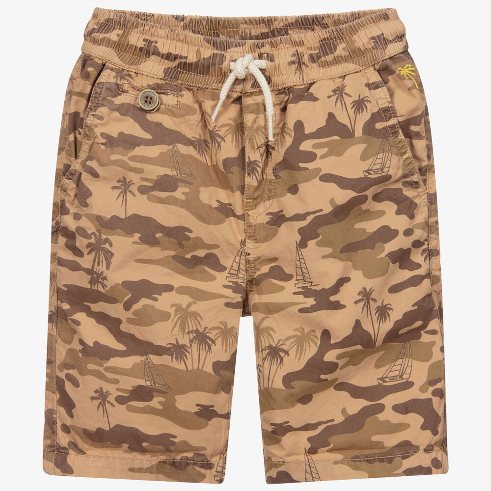 Mayoral-Boys Beige Camo Cotton Shorts | Childrensalon Outlet