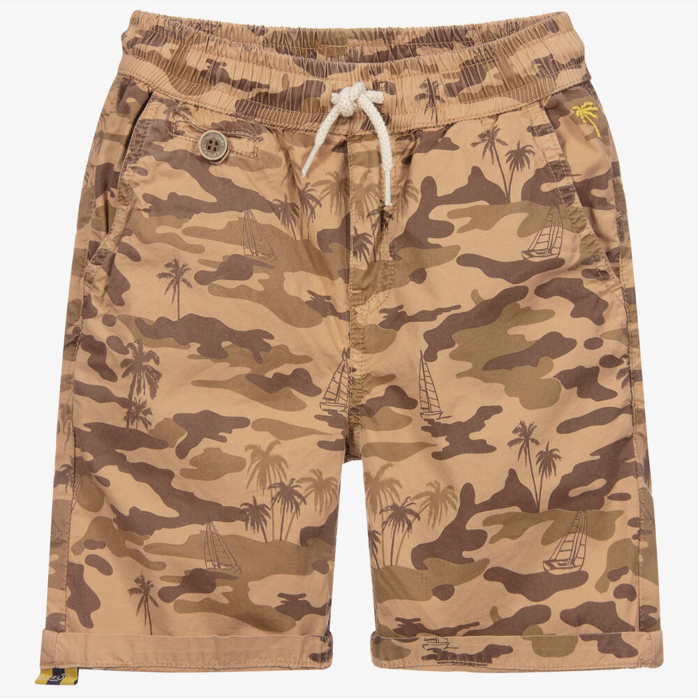 Mayoral-Boys Beige Camo Cotton Shorts | Childrensalon Outlet