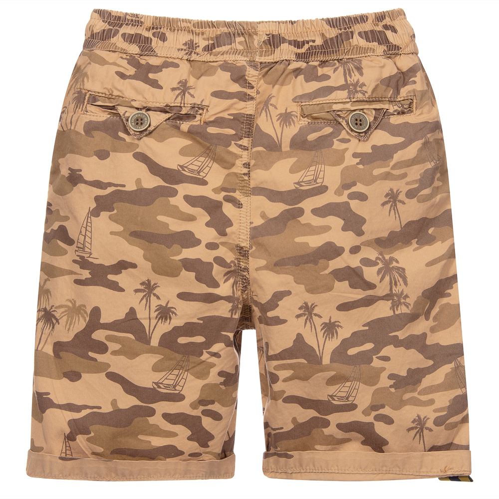 Mayoral-Boys Beige Camo Cotton Shorts | Childrensalon Outlet