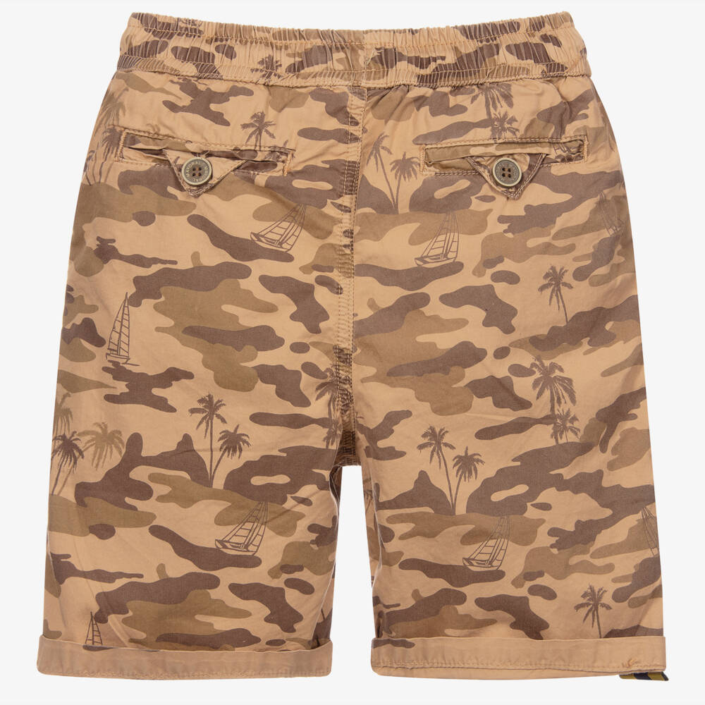 Mayoral-Boys Beige Camo Cotton Shorts | Childrensalon Outlet