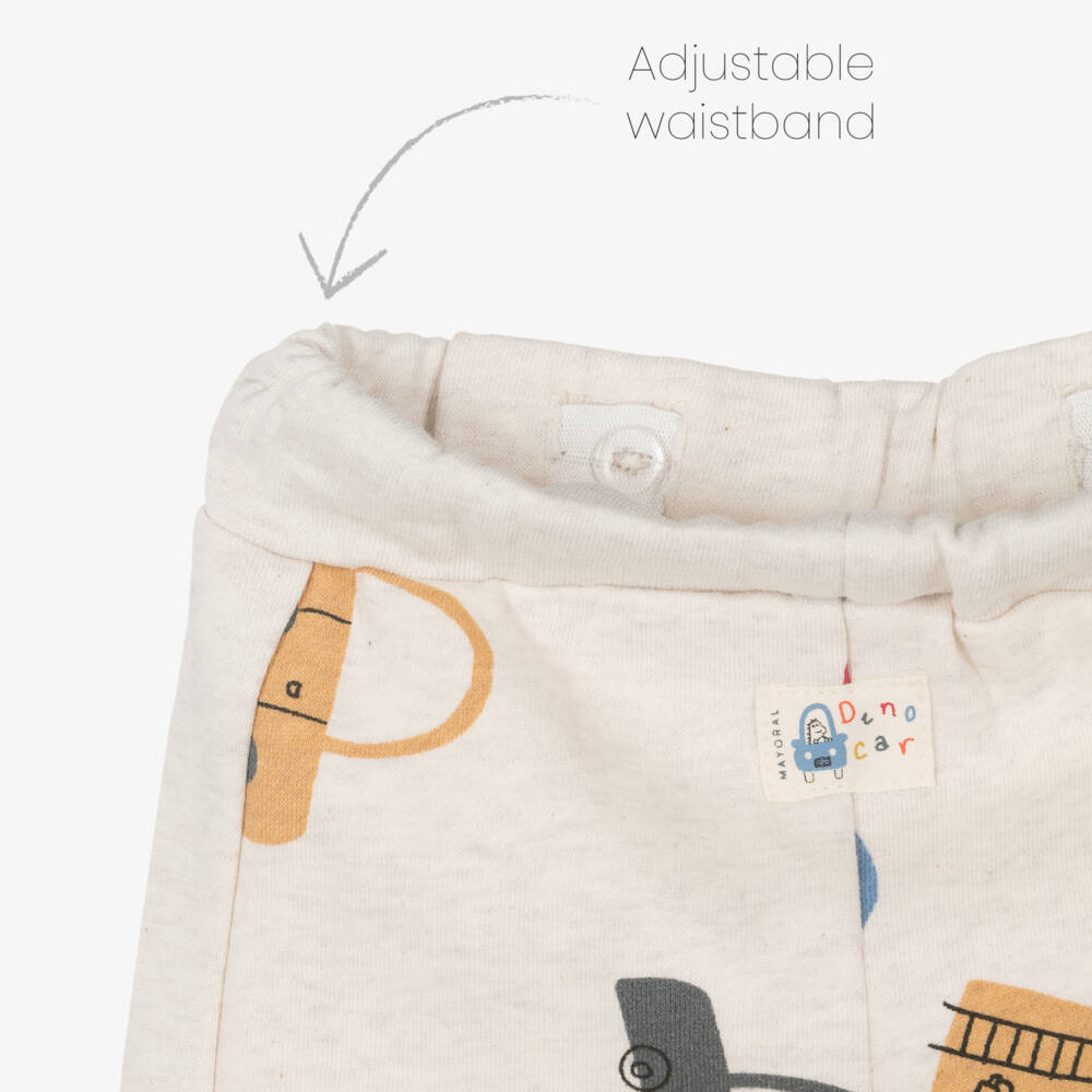 Mayoral-Boys Beige Car Pattern Joggers | Childrensalon Outlet
