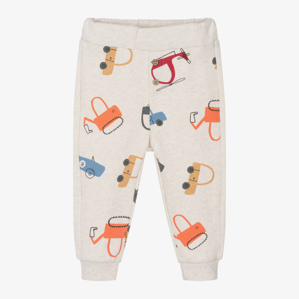 Mayoral-Boys Beige Car Pattern Joggers | Childrensalon Outlet