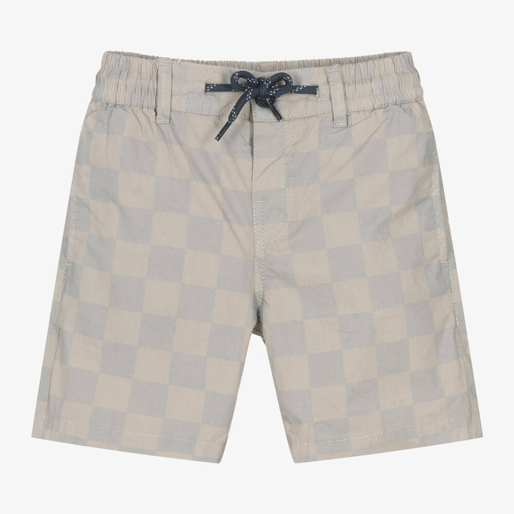 Mayoral-Boys Beige Checkerboard Cotton Shorts | Childrensalon Outlet