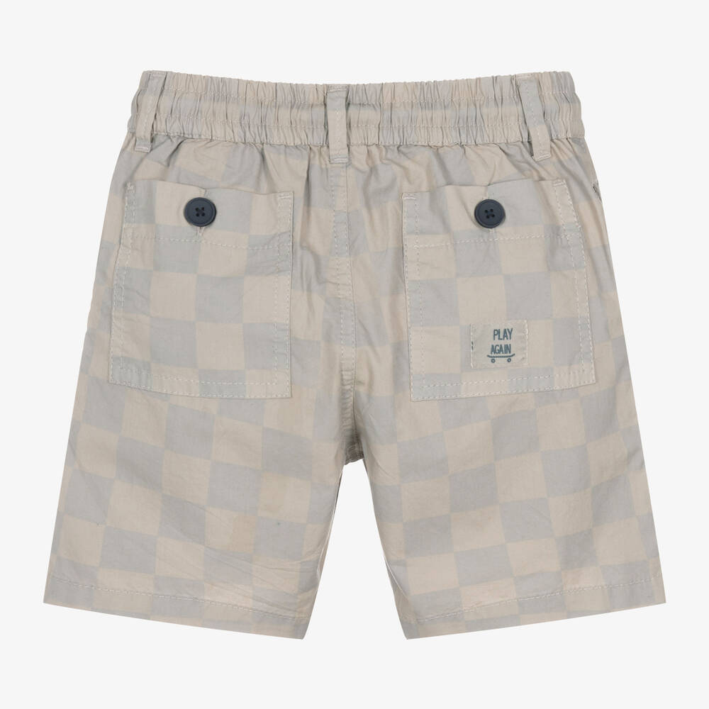 Mayoral-Boys Beige Checkerboard Cotton Shorts | Childrensalon Outlet