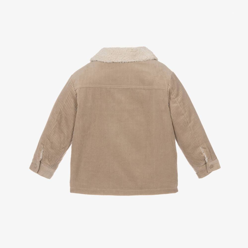 Mayoral-Boys Beige Corduroy Jacket with Fleece Lining | Childrensalon Outlet