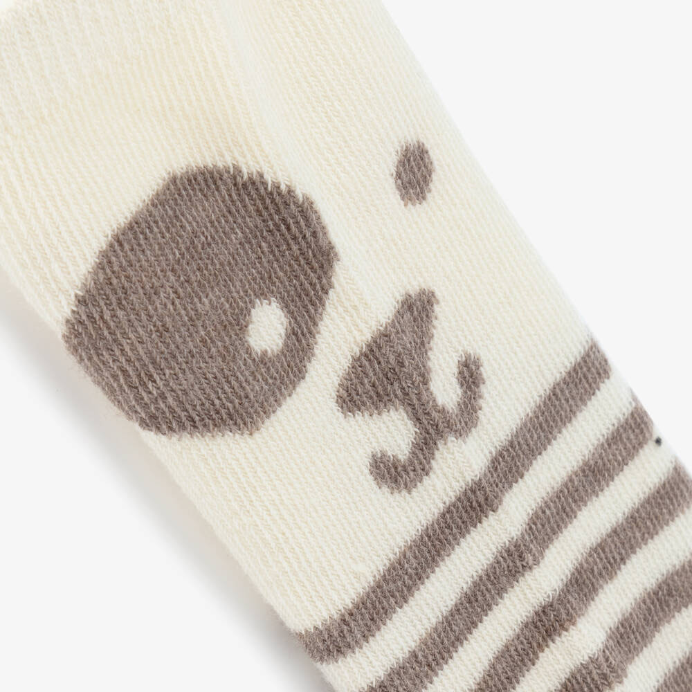 Mayoral-Boys Beige Cotton Bear Socks Trio | Childrensalon Outlet