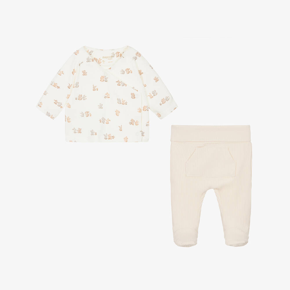 Mayoral Newborn-Boys Beige Cotton Bunny Babysuit Collection | Childrensalon Outlet