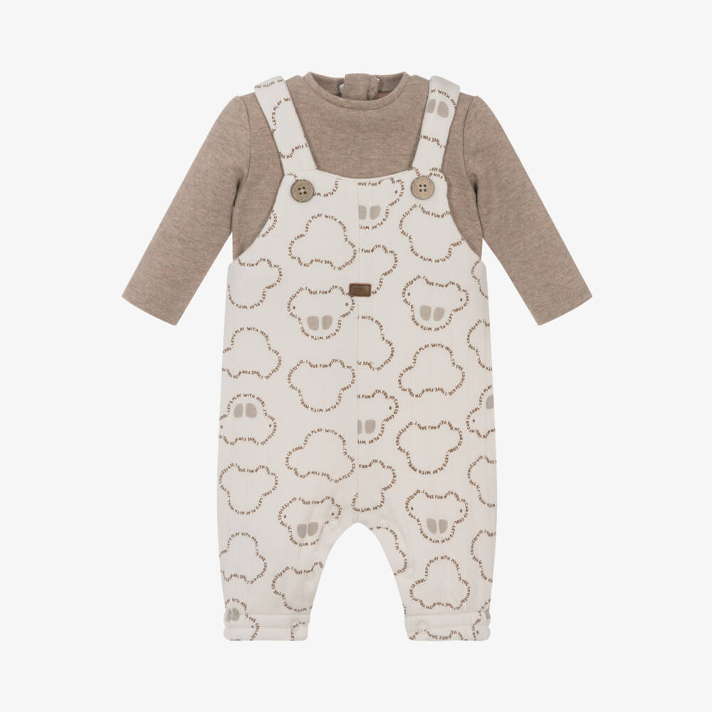 Mayoral Newborn-Boys Beige Cotton Car Babysuit | Childrensalon Outlet