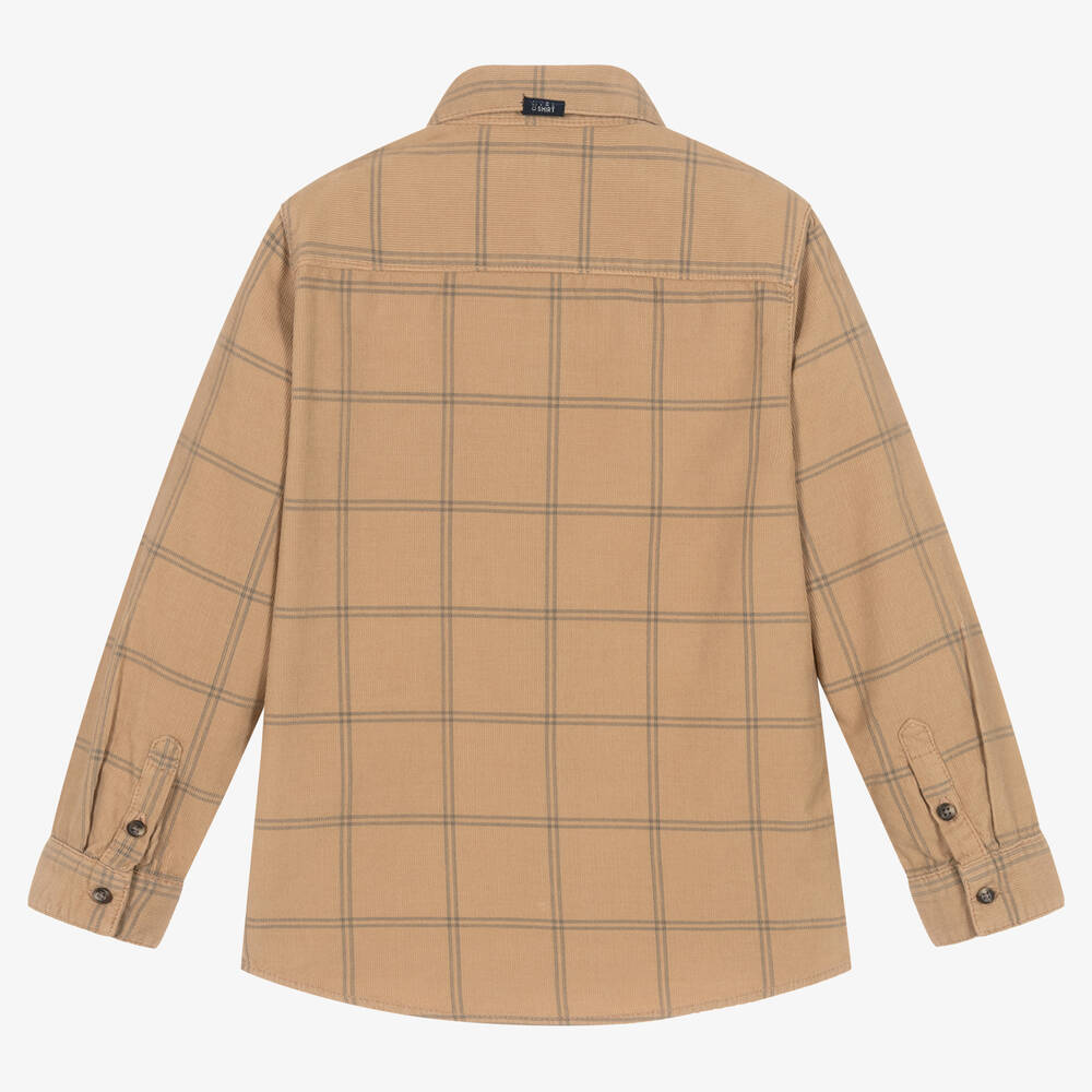 Mayoral-Boys Beige Cotton Check Shirt | Childrensalon Outlet