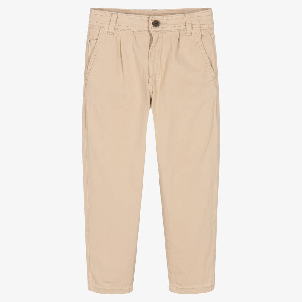 Mayoral-Boys Beige Cotton Chinos | Childrensalon Outlet