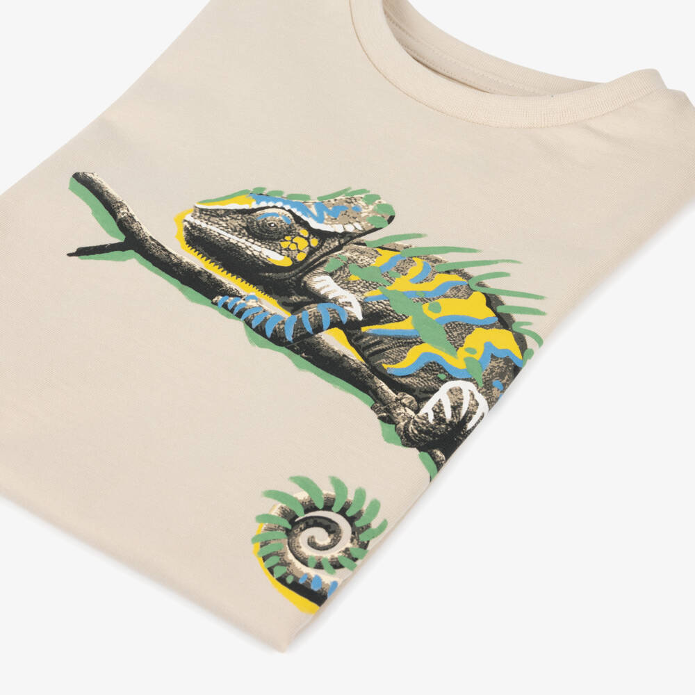 Mayoral-Boys Beige Cotton Graphic Tee | Childrensalon Outlet