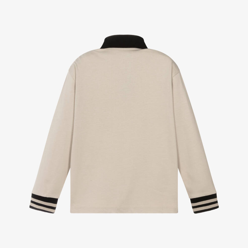 Mayoral Nukutavake-Boys Beige Cotton Jersey Polo Shirt | Childrensalon Outlet