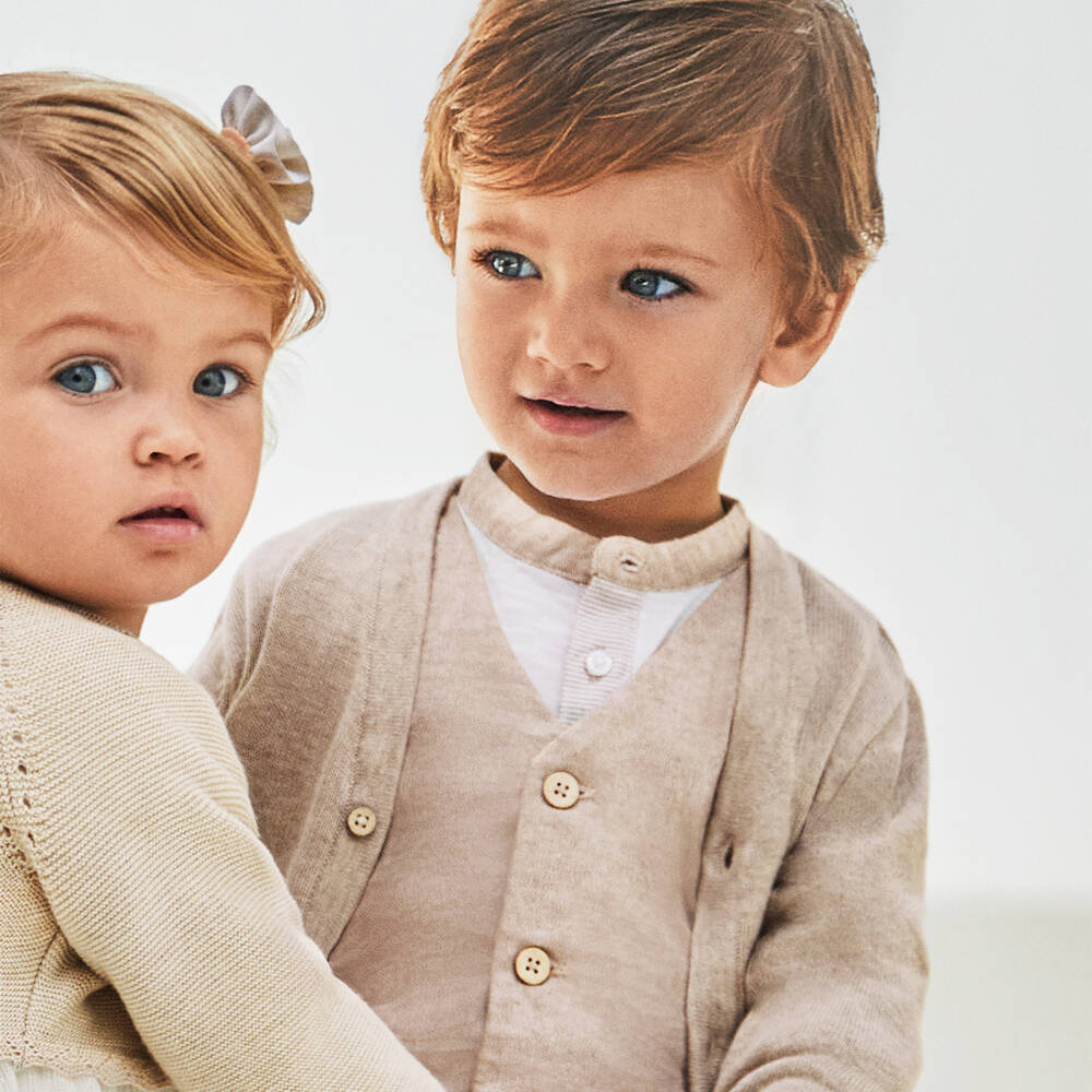 Mayoral Boys Beige Cotton Knit Cardigan