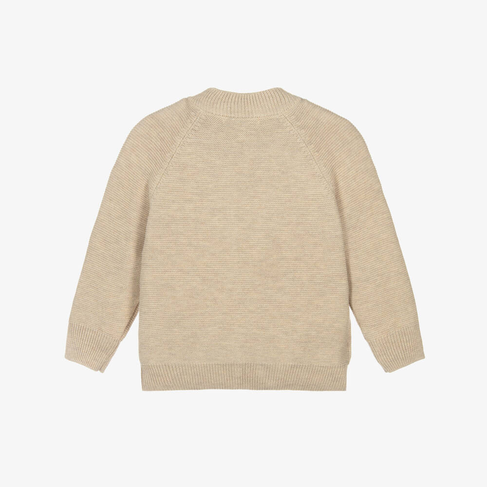 Mayoral-Boys Beige Cotton Knit Zip-Up Top | Childrensalon Outlet