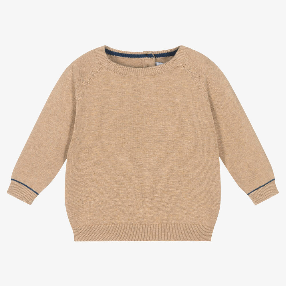 Mayoral-Boys Beige Cotton Knitted Sweater | Childrensalon Outlet