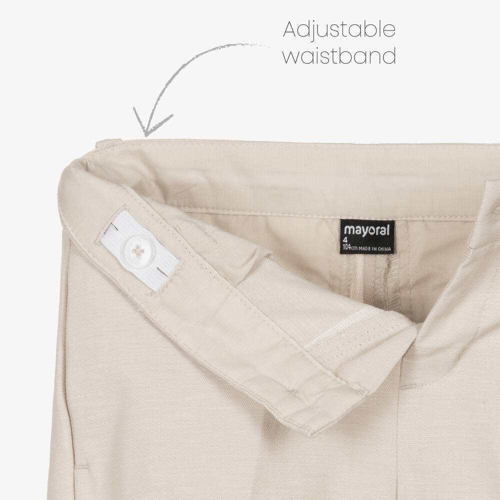 Mayoral-Boys Beige Cotton & Linen Shorts | Childrensalon Outlet