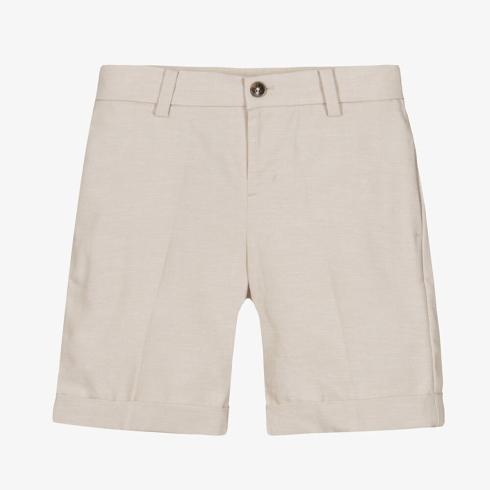 Mayoral - Boys Beige Cotton & Linen Shorts | Childrensalon