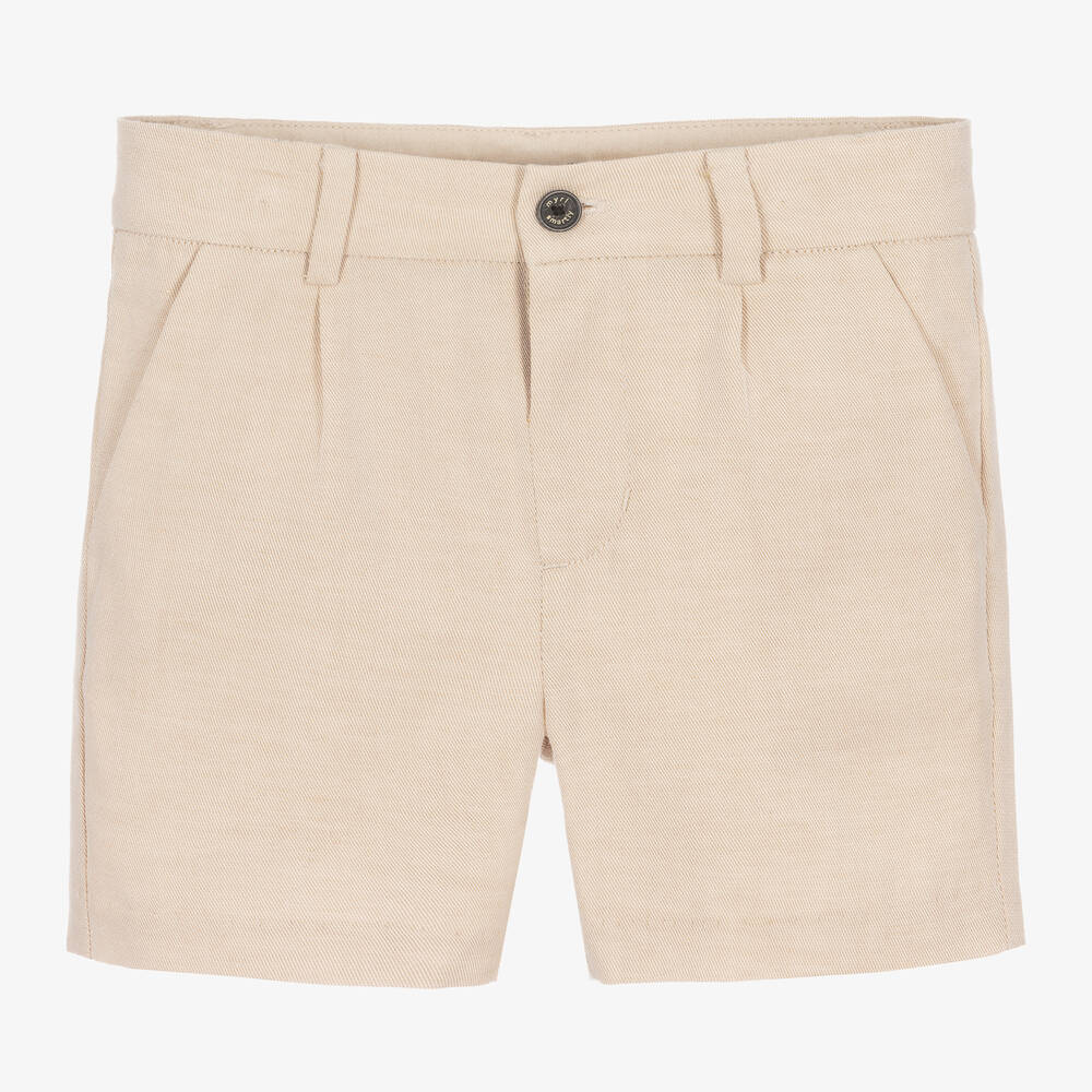 Mayoral - Boys Beige Cotton & Linen Shorts | Childrensalon