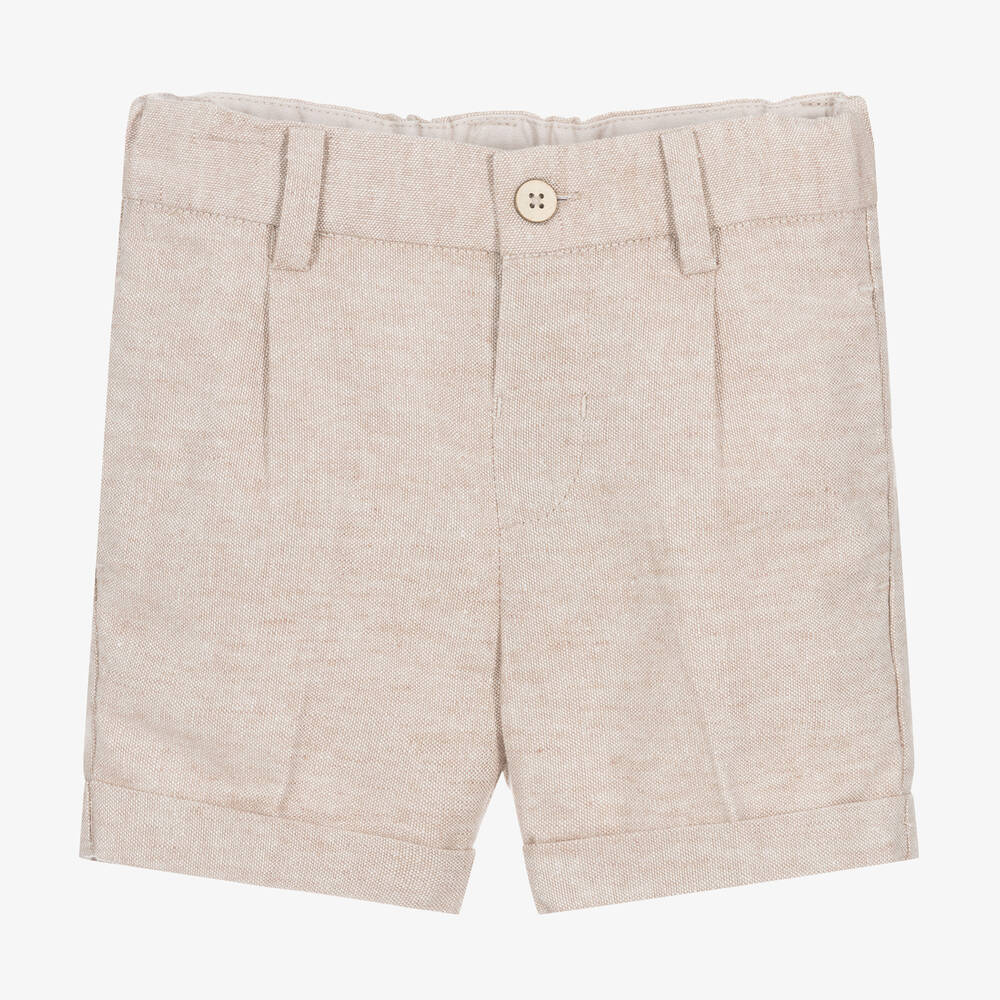 Mayoral-Boys Beige Cotton & Linen Shorts | Childrensalon Outlet