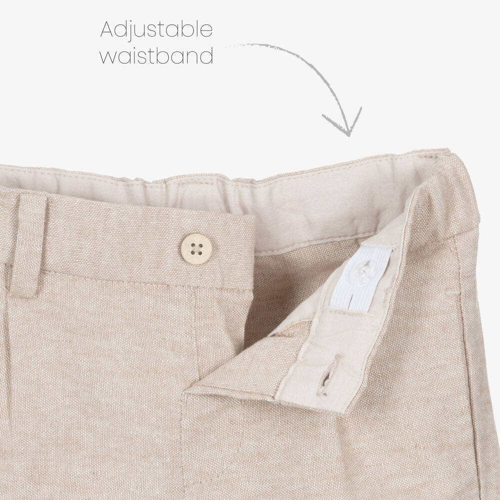 Mayoral-Boys Beige Cotton & Linen Shorts | Childrensalon Outlet