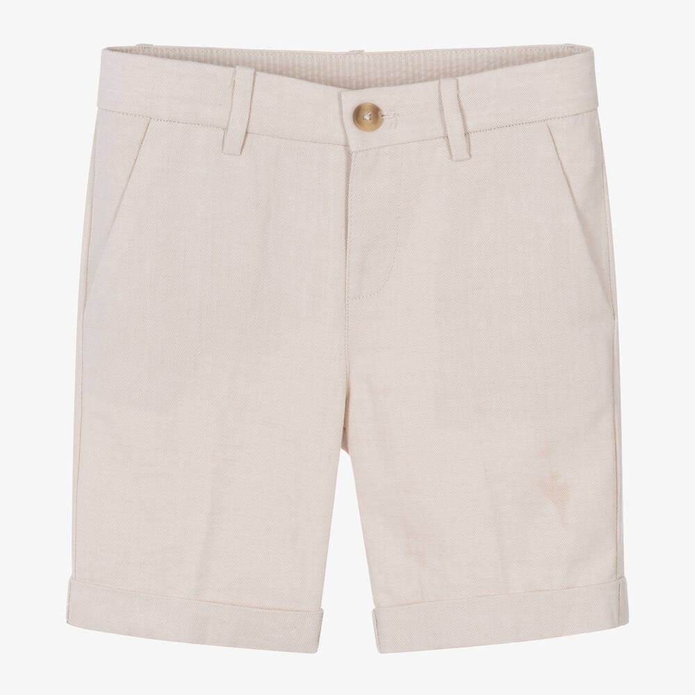 Mayoral-Boys Beige Cotton & Linen Shorts | Childrensalon Outlet