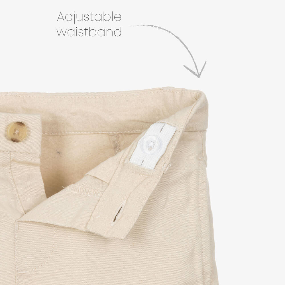 Mayoral-Boys Beige Cotton & Linen Shorts Set | Childrensalon Outlet