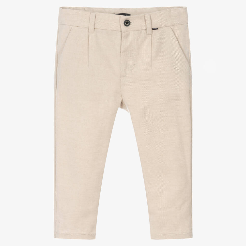 Mayoral - Pantalon beige coton et lin garçon | Childrensalon