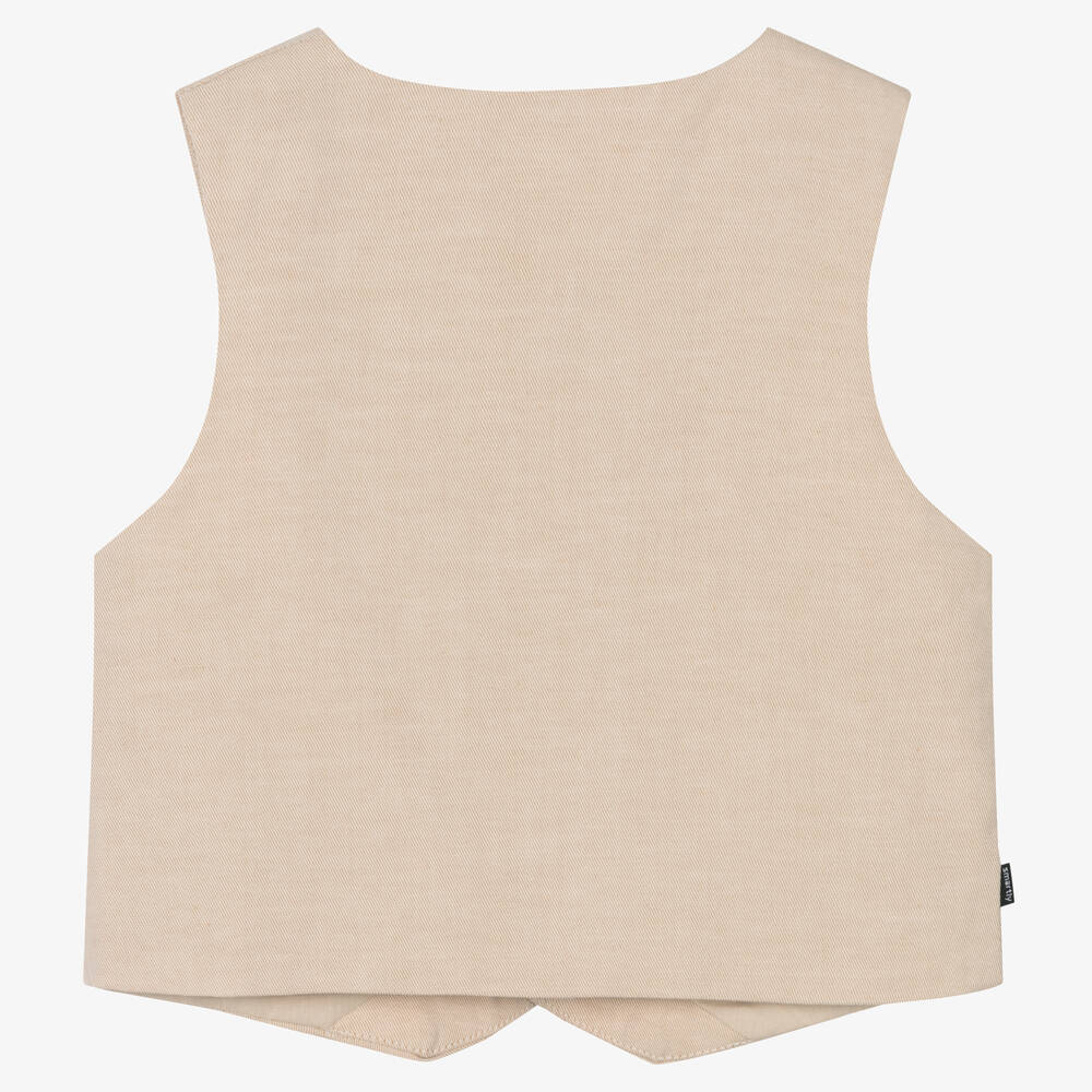 Mayoral-Boys Beige Cotton & Linen Waistcoat | Childrensalon Outlet