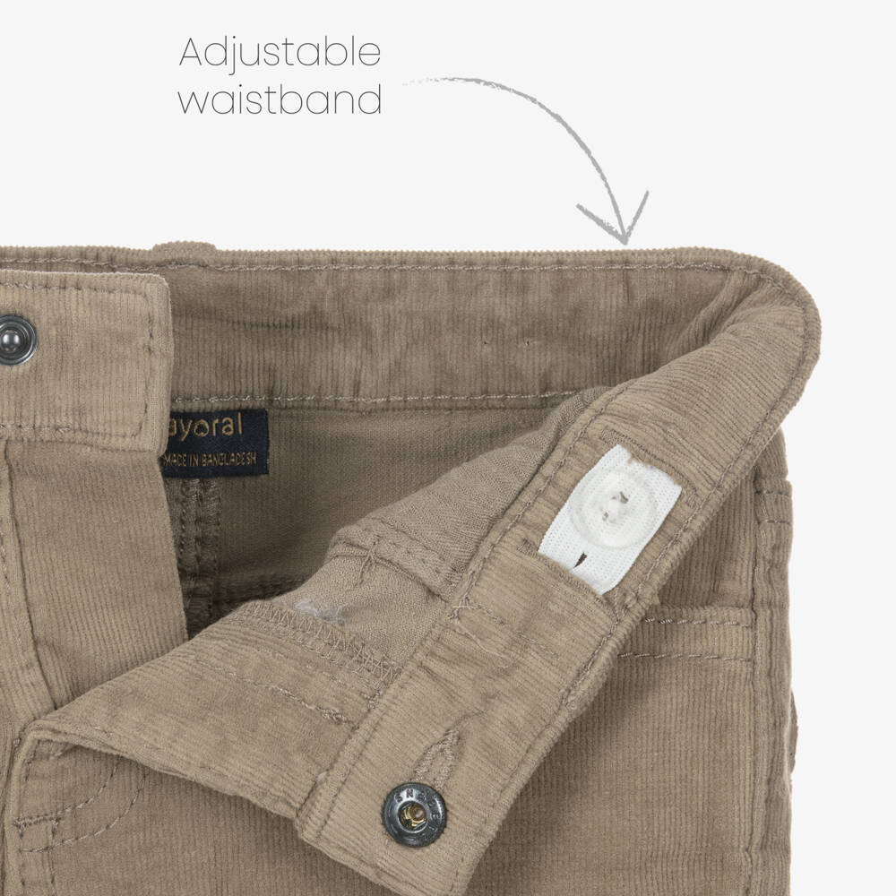 Mayoral-Boys Beige Cotton Needle Cord Trousers | Childrensalon Outlet