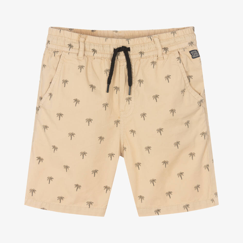 Mayoral - Boys Beige Cotton Palm Tree Shorts | Childrensalon