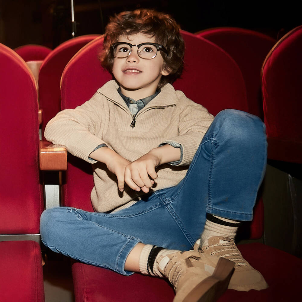 Mayoral-Boys Beige Cotton Quarter-Zip Sweater | Childrensalon Outlet