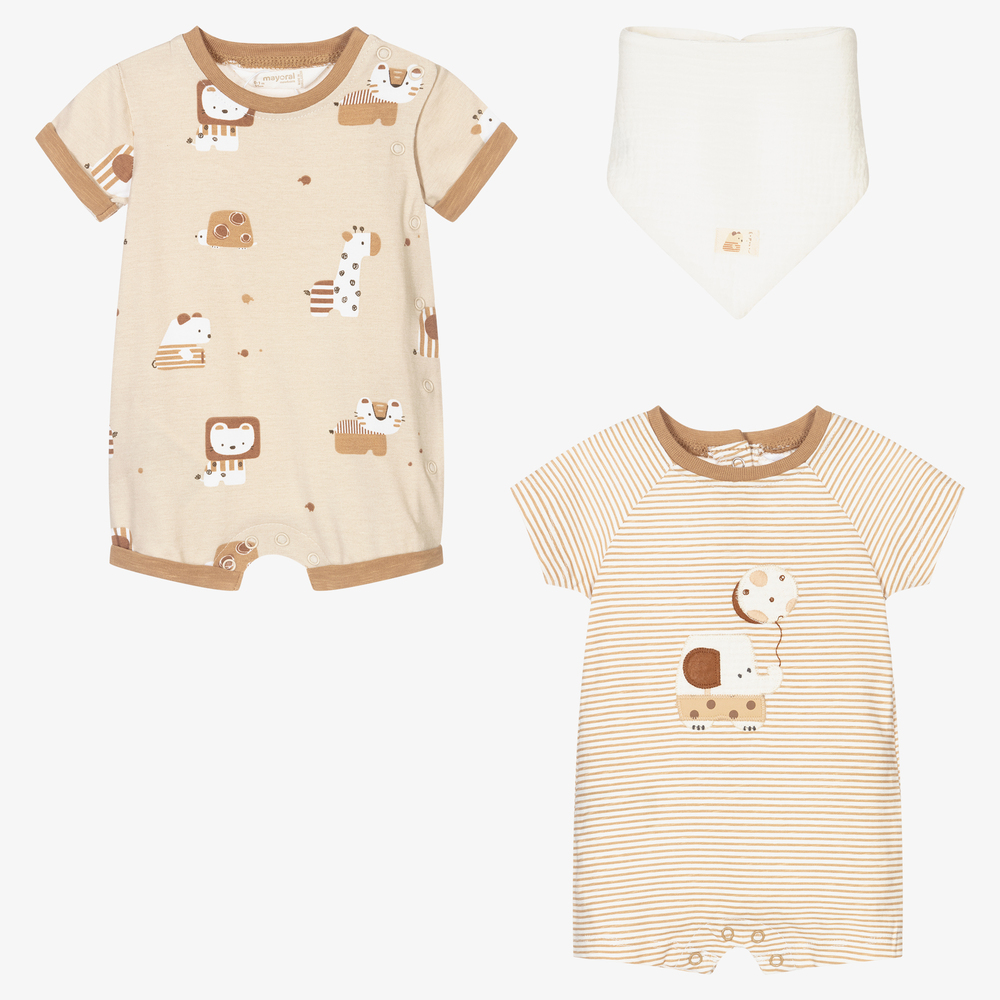 Mayoral Newborn-طقم تبّان قطن جيرسي لون بيج وعاجي للمواليد | Childrensalon Outlet