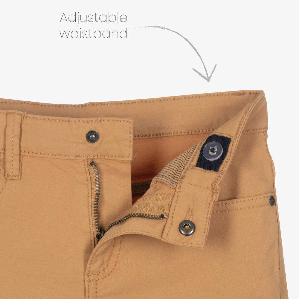 Mayoral-Boys Beige Cotton Slim Fit Trousers | Childrensalon Outlet