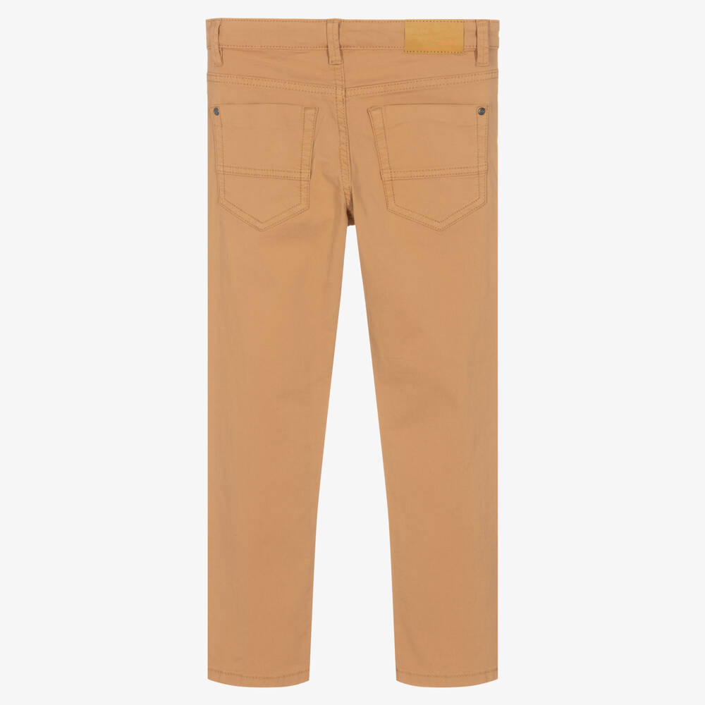 Mayoral-Boys Beige Cotton Slim Fit Trousers | Childrensalon Outlet
