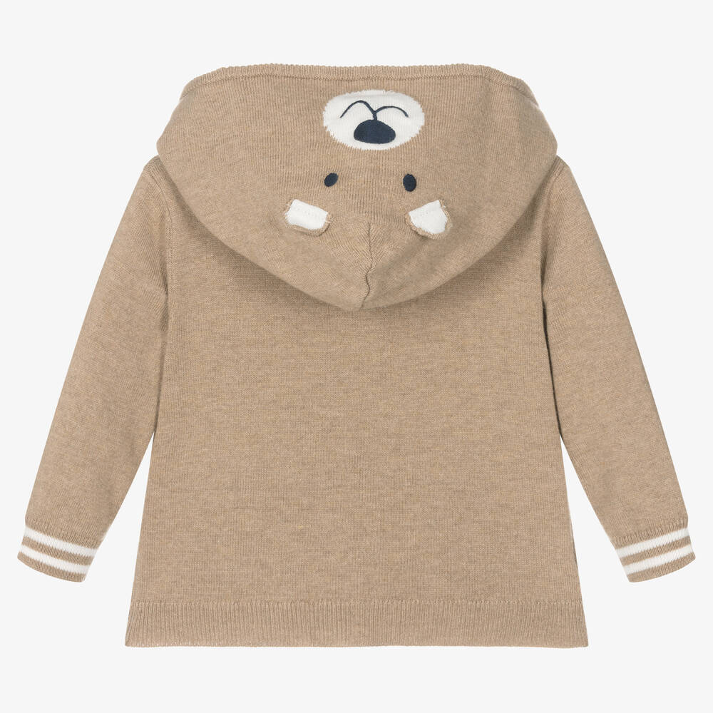 Mayoral-Boys Beige Cotton Teddy Bear Zip-Up Top | Childrensalon Outlet