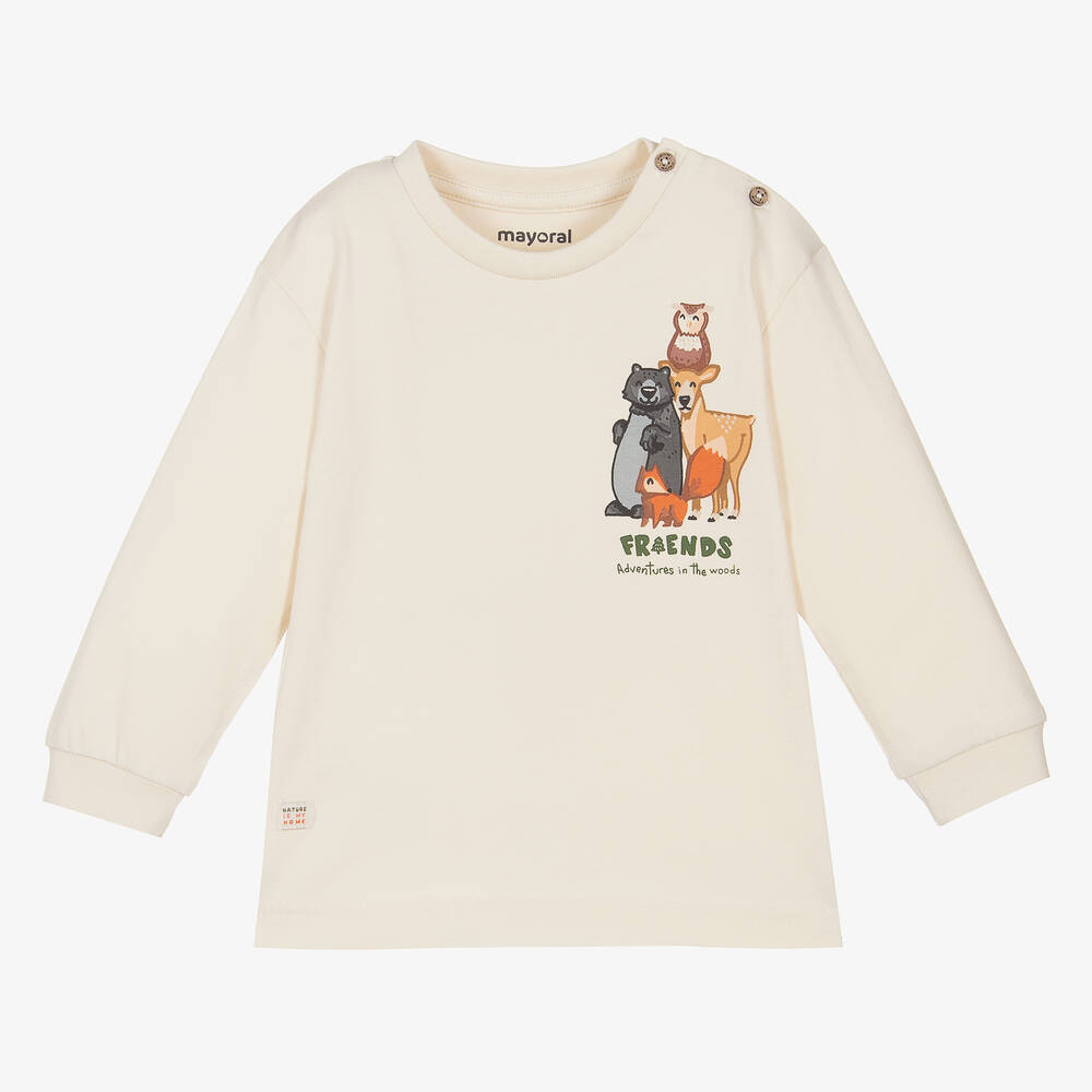 Mayoral - Boys Beige Cotton Top | Childrensalon