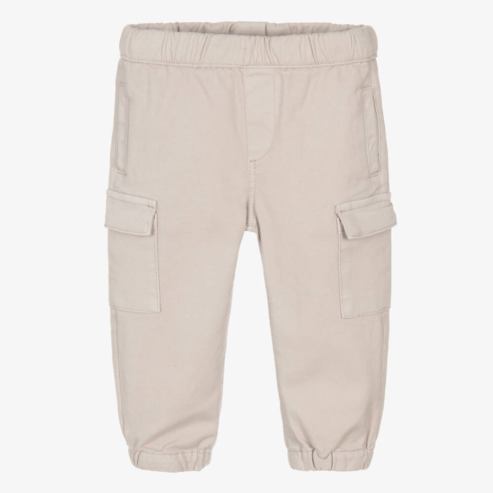 Mayoral-Boys Beige Cotton Twill Cargo Joggers | Childrensalon Outlet
