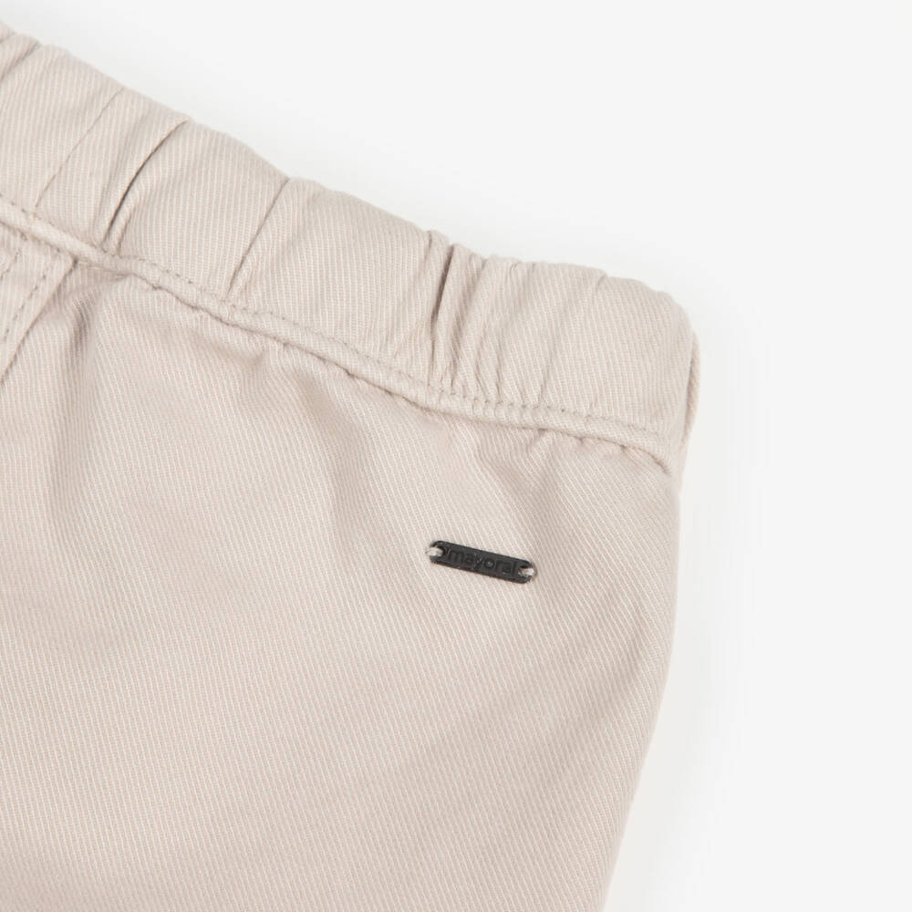 Mayoral-Boys Beige Cotton Twill Cargo Joggers | Childrensalon Outlet