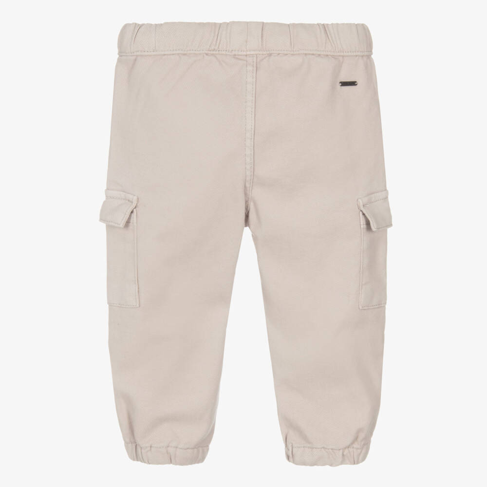 Mayoral-Boys Beige Cotton Twill Cargo Joggers | Childrensalon Outlet